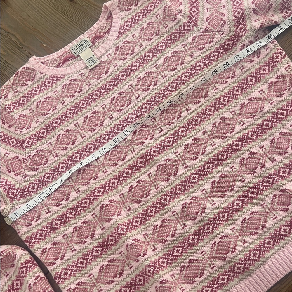 L.L. Bean Pink Patterned Crew Neck Sweater XL - Picture 5 of 6